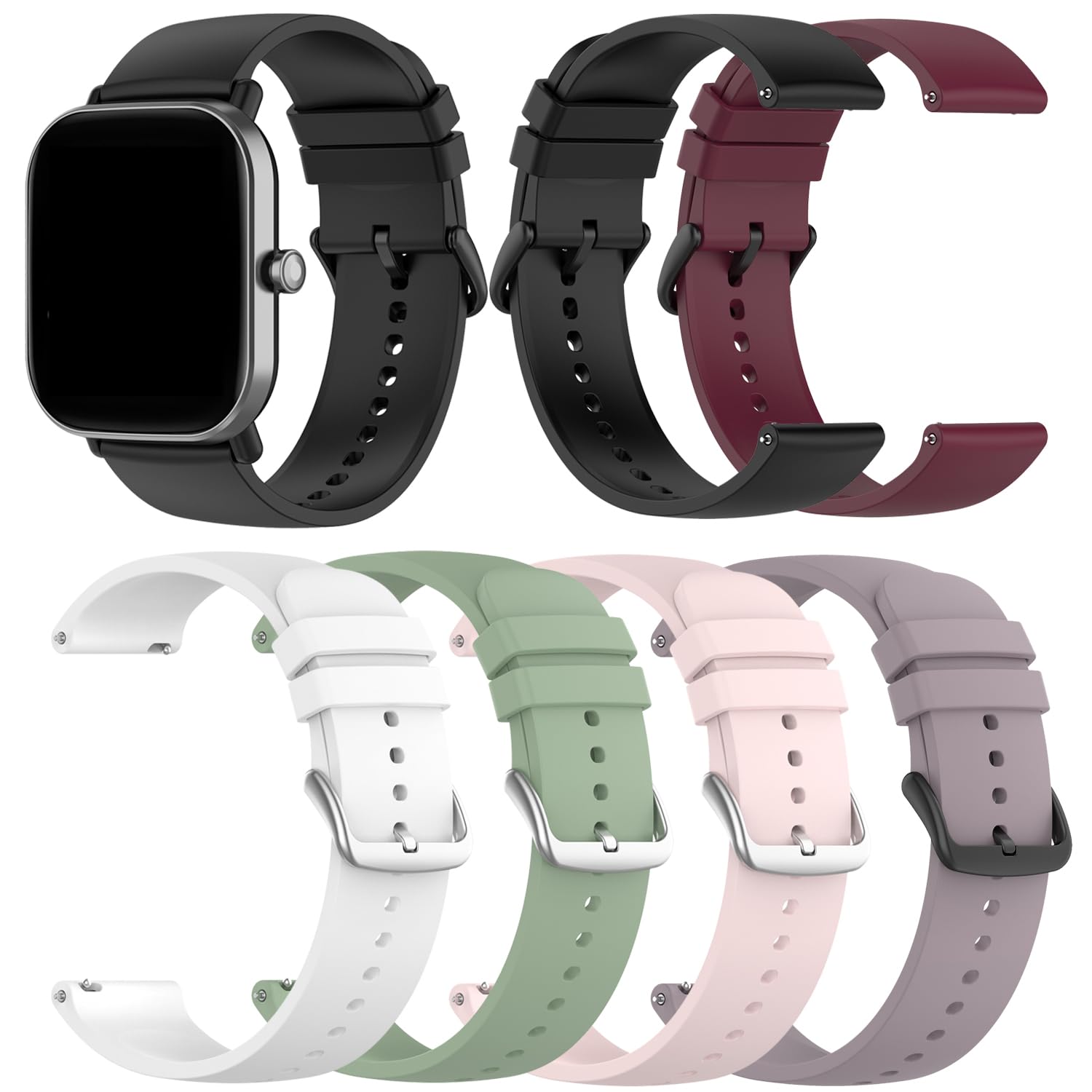 RuenTech Bands Compatible for FITVII HM57 H56 Smart Watch Bands, Quick Release Soft Silicone Bands for FITVII HM57&H56 Smartwatch