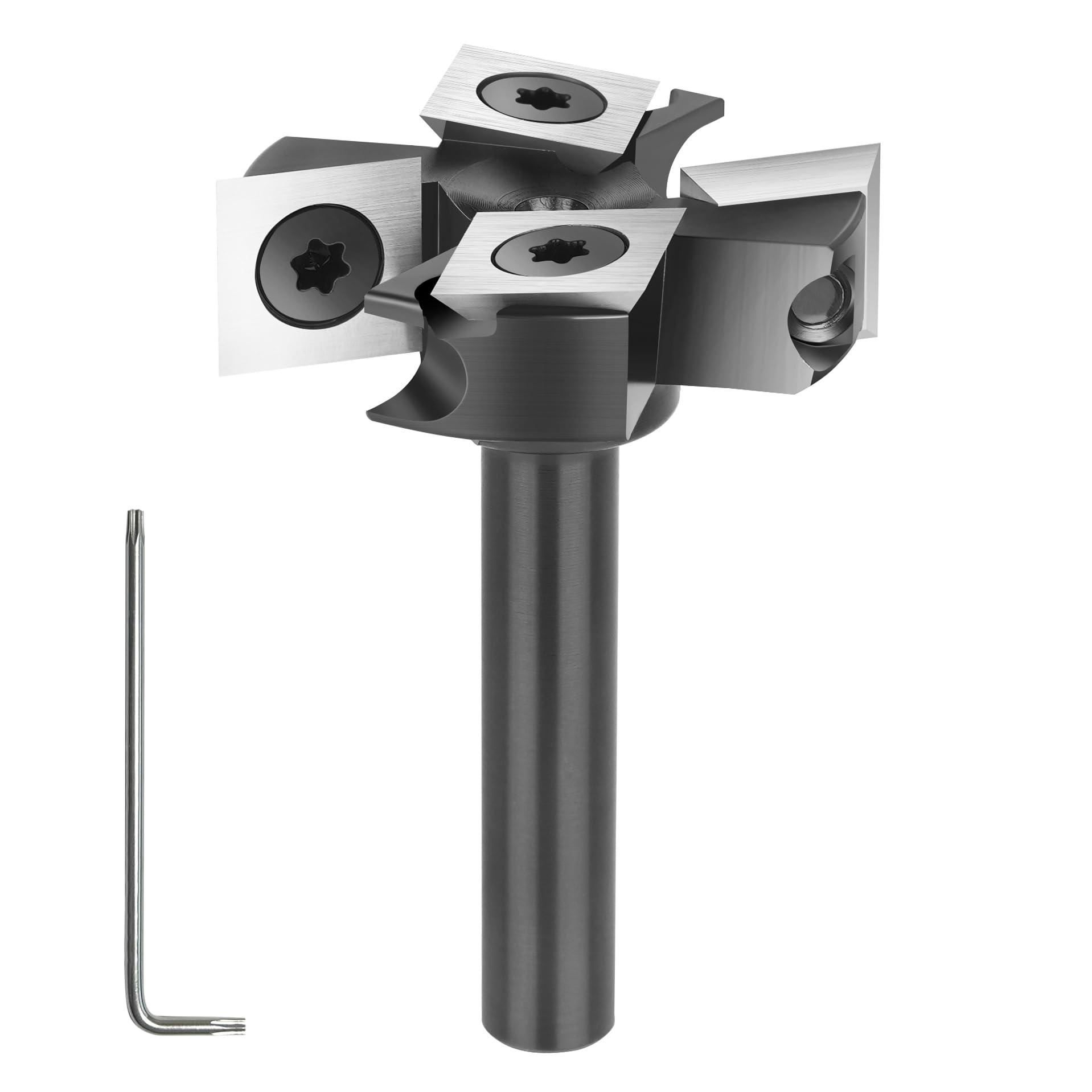 SpeTool Fraise à Surfacer 8mm Diamètre de Tige 38,1 mm Diamètre de Coupe Coupeur de Bois Fraise CNC Fraise de Defonceuse a Bois avec 2+2 Inserts Fraise de Rabotage Fraise Défonceuse
