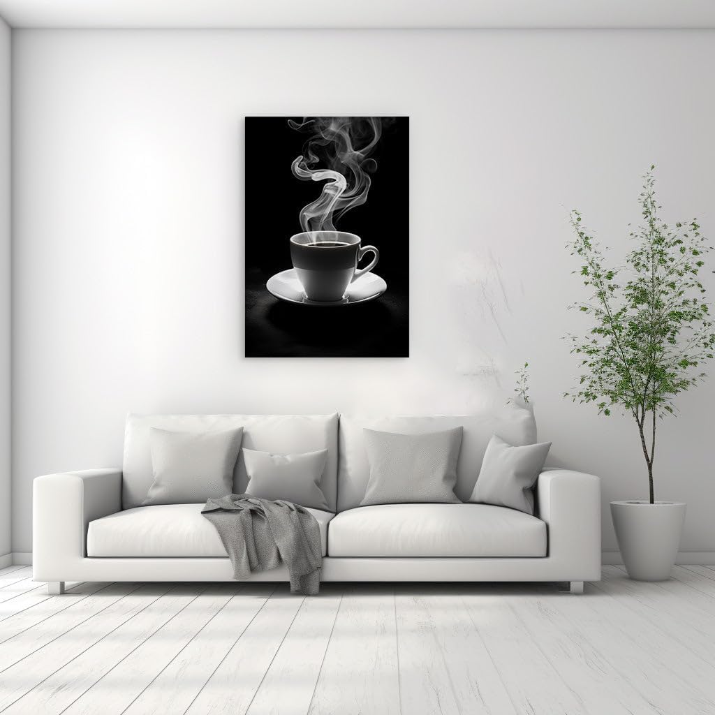 Canvas for Living room. Simplicity Brewed to Perfection � The Allure of a Steaming Hot Beverage, 27 x 18 inch Canvas Wall Art - Ready to Hang - 69x46 cm (27x18 inch)