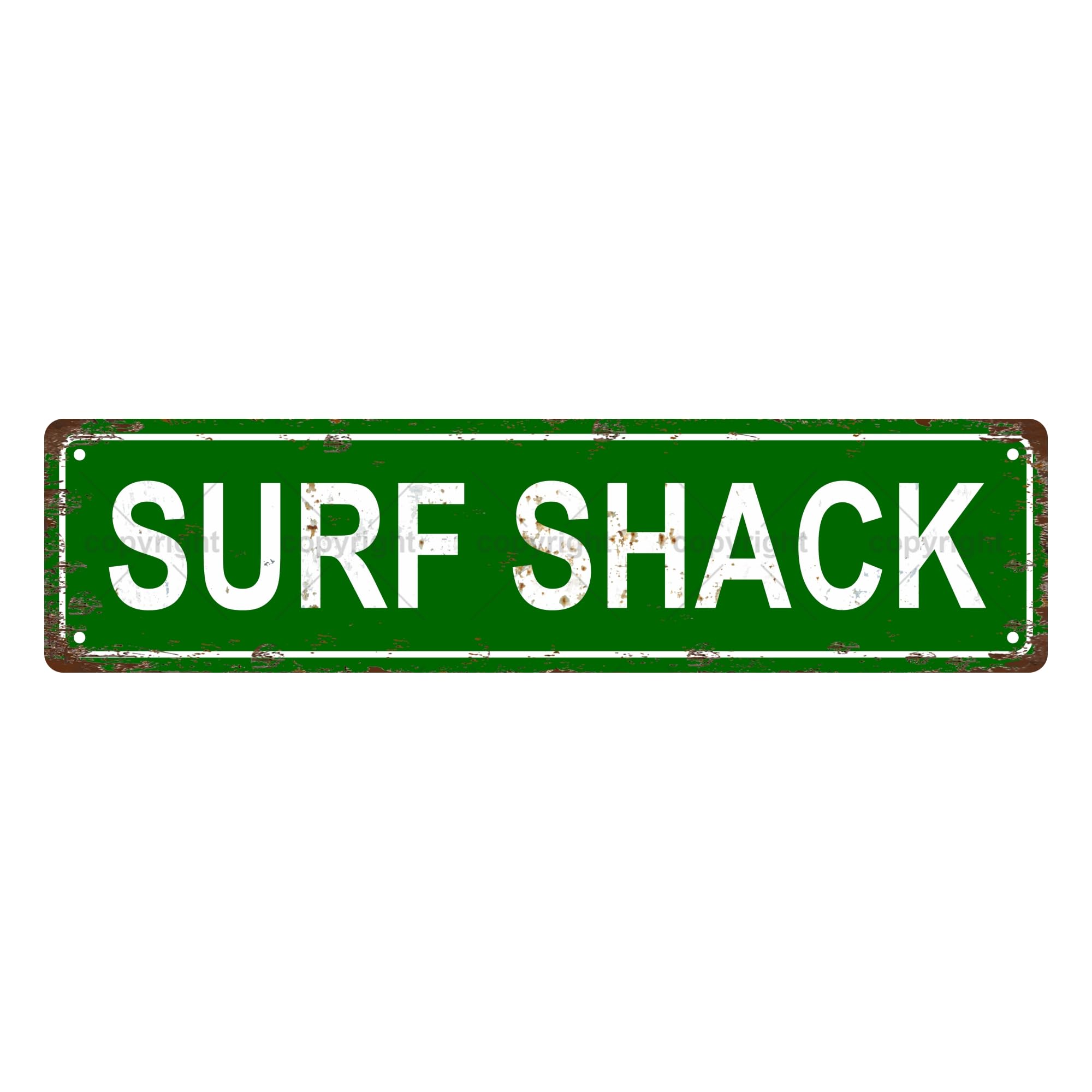 SURF SHACK Space Vintage Metal Tin Sign, Street Sign, Home Decor, Room Decor, Wall Decor, Bathroom Decor, Bar Decor, Cafe Decor, Garage Decor, 16 x 4 Inch