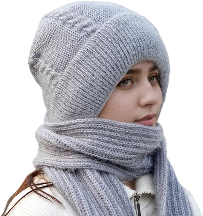 HIRVA CREATION Multicolor Knitted Winter Set: Soft Beanie Hat with Matching Scarf, Fleece Lined for Extra Warmth, Cozy and Stylish Cold Weather Accessories for Women 1