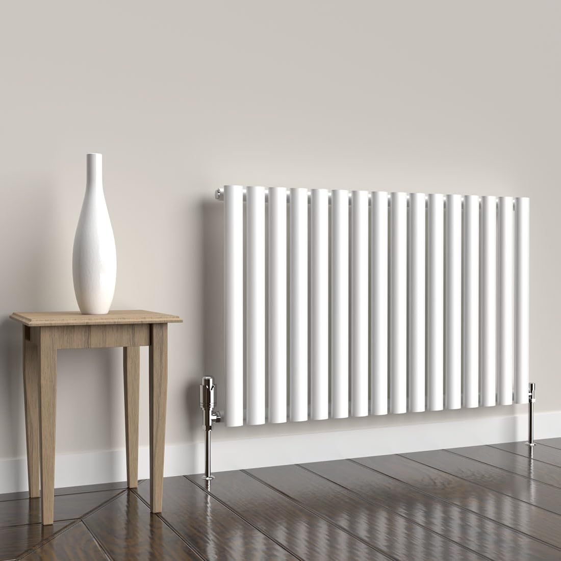 Lux Heat White Oval Horizontal Single Panel Designer Radiator 600mm (H) x 960mm (W) — image 1