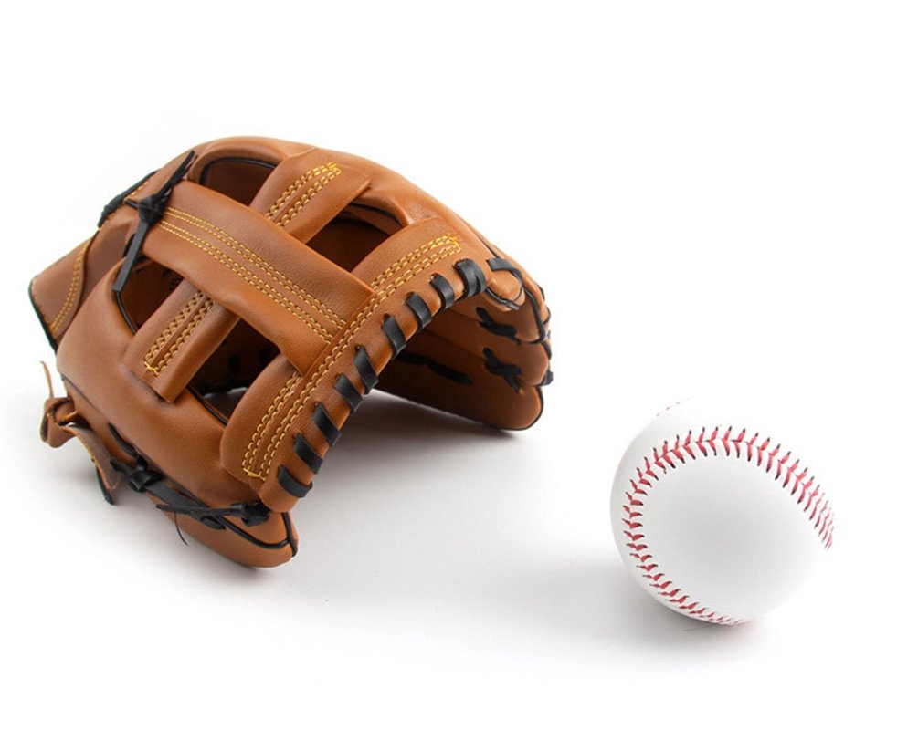 Unisex Guanti da Baseball, Softball, Pelle Outfield Guanto Addensare per Bambini Adulto (Marrone, Asia M)