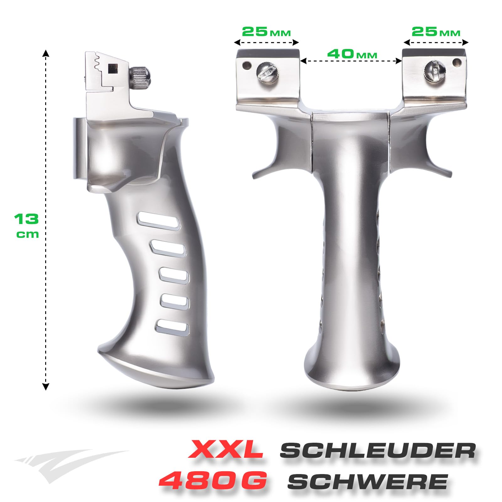 XXL Steinschleuder für Herren,Schwere Zwille für Erwachsene,Vollmetall Groß Schleuder,Outdoor Slingshot Set mit 6 Ersatzgummi+300 Tonkugeln+100 Stahlkugeln.