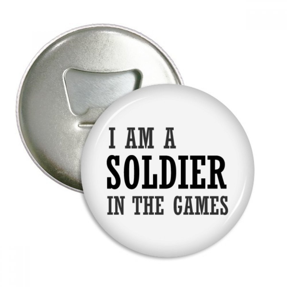 Ouvre-bouteille aimanté Je suis Un Soldat, badge frigo argenté 3 pièces