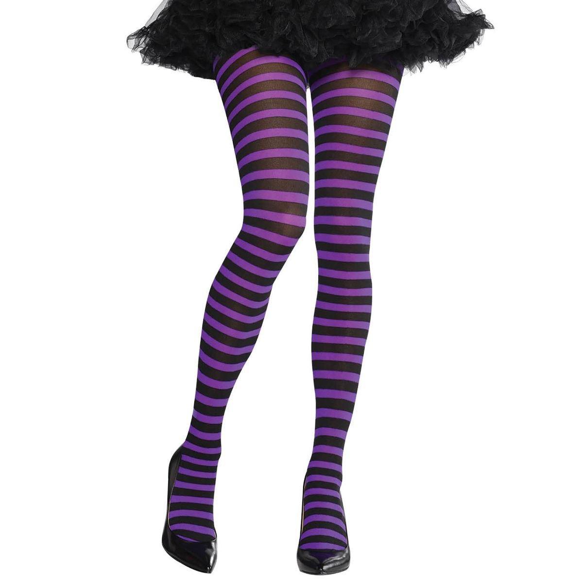 Purple \u0026 Black Striped Tights - Adult 