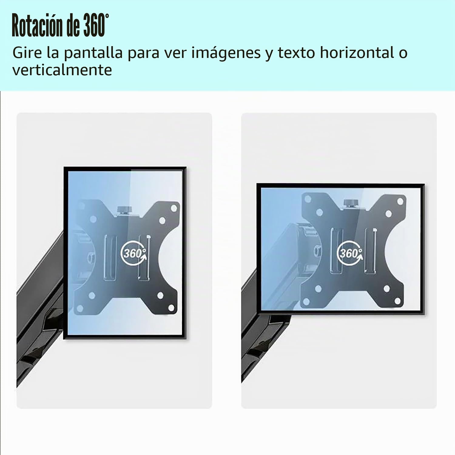 Brazo Monitor Doble，Adecuado para Monitores Led/LCD De 13 a 32 Pulgadas, Cada Brazo Soporta Un Máximo De 10 Kg, Puede Girar 360° y Voltearse 180°, Altura Ajustable, Vesa 75/100 Mm, Color Negro