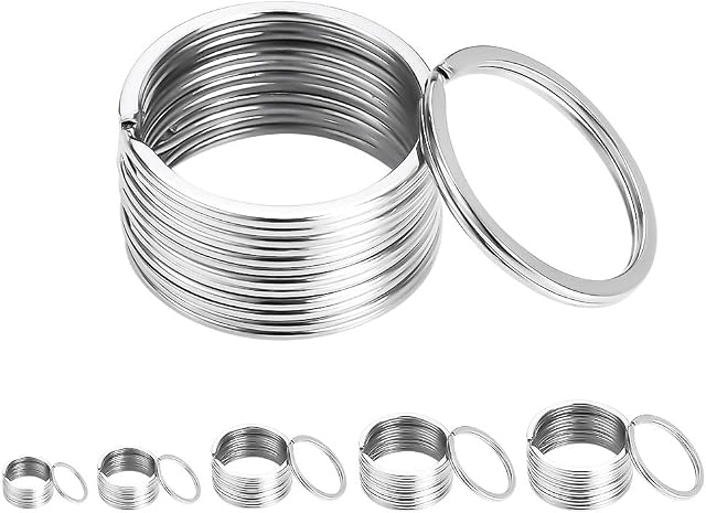 Yorgewd 50-Pack Key Rings Keychain, Metal Round Split Rings Key Chain Ring Key Ring Hoop for Home Car Keys Attachment, 5 Sizes (Silver)
