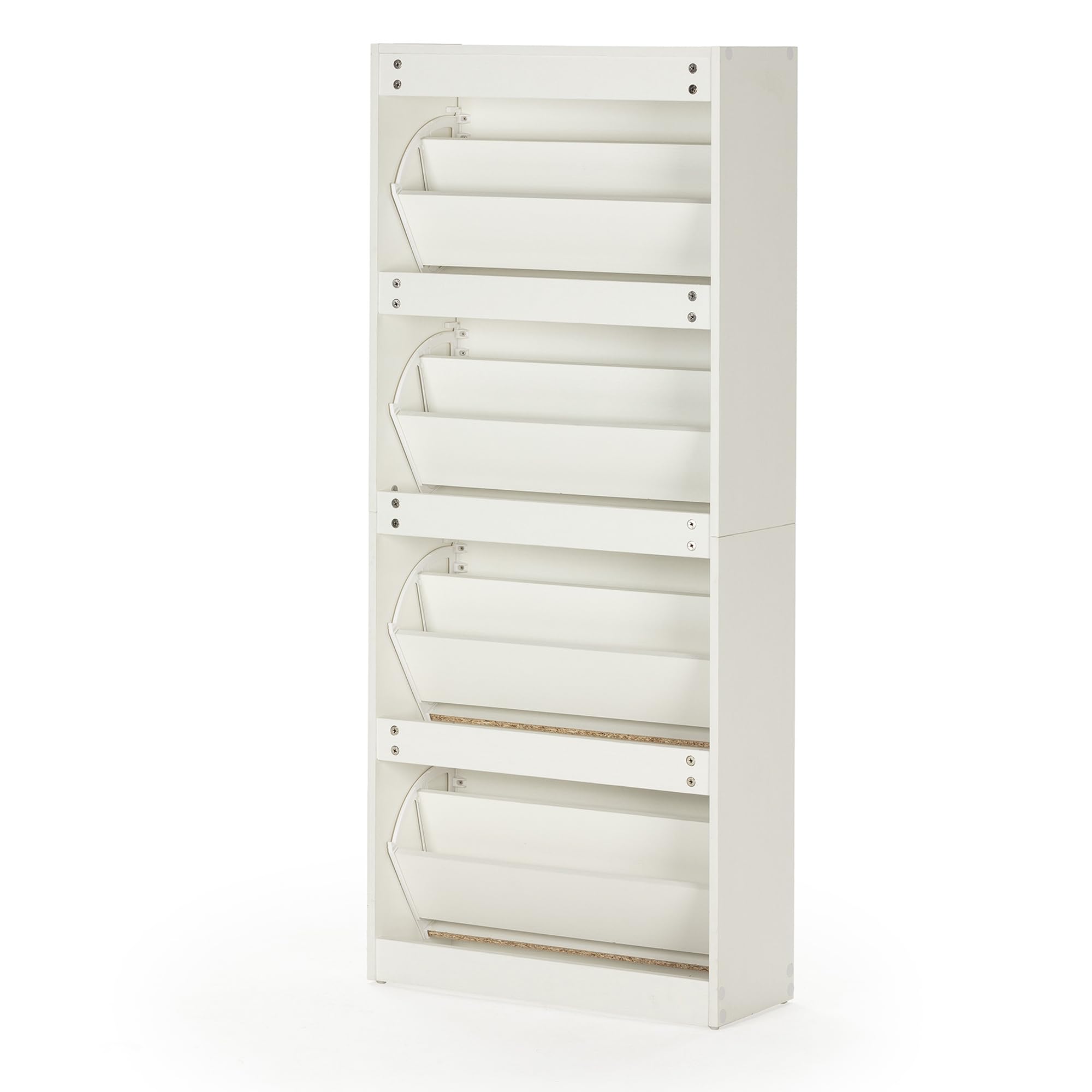 HOMN LIVING Scarpiera Ángel con 4 porte, Bianco, Mobili Ausiliari, 63 cm (larghezza) 24 cm (profondità) 150 cm (altezza)