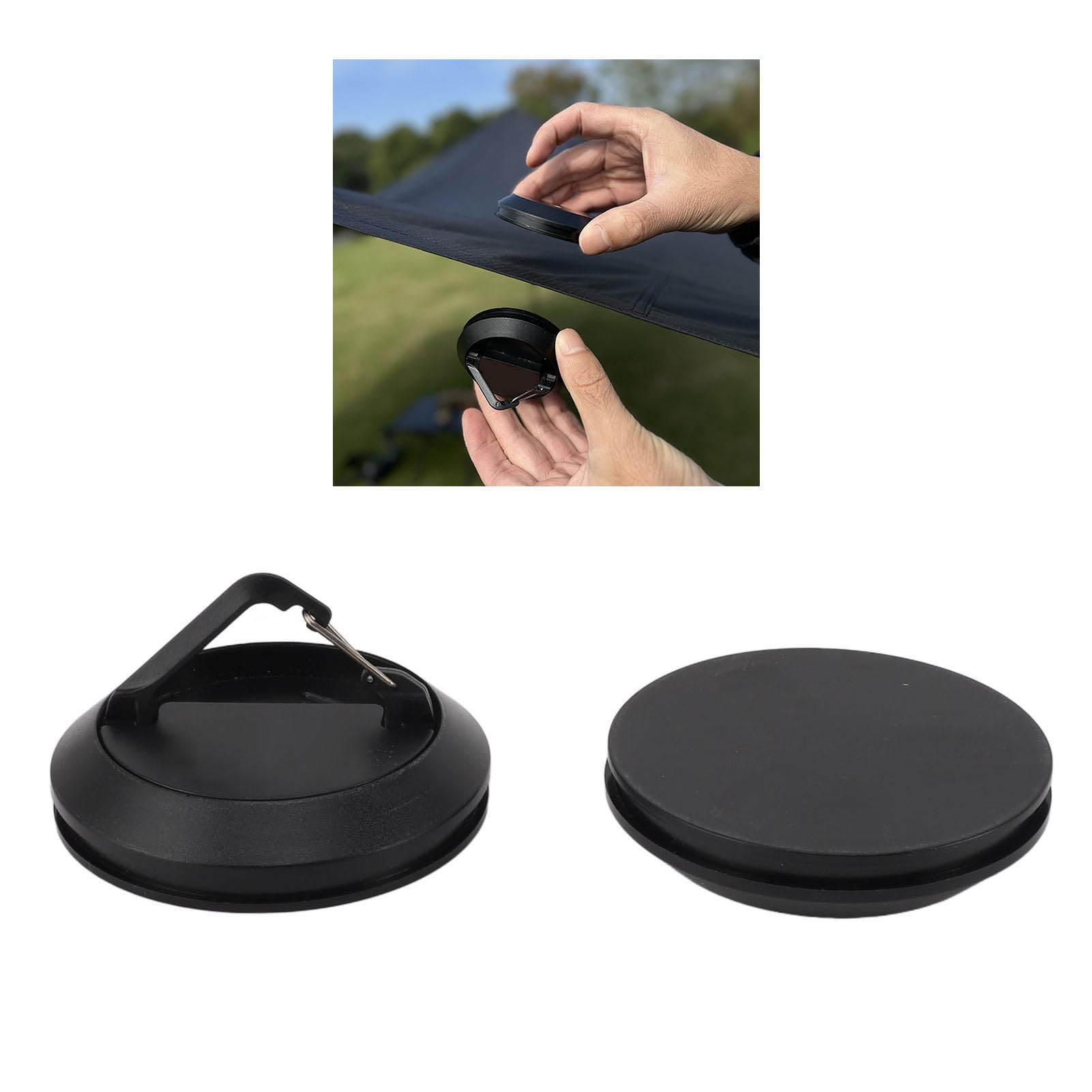 Tent Magnetic Hook, Multifunctional Strong Suction Magnetic Hook for Camping Hiking Outdoor Tents Light Hanging (Black)