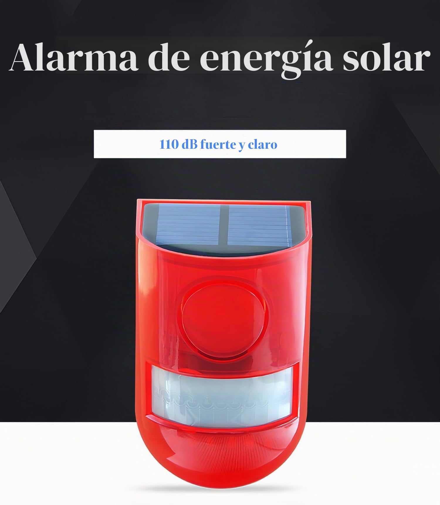 4 Pack Alarma Solar Sensor de Movimiento 110db Sirena Sonido Alerta Flash Advertencia Sistema de Alarma de Seguridad para el Hogar Patio Granero