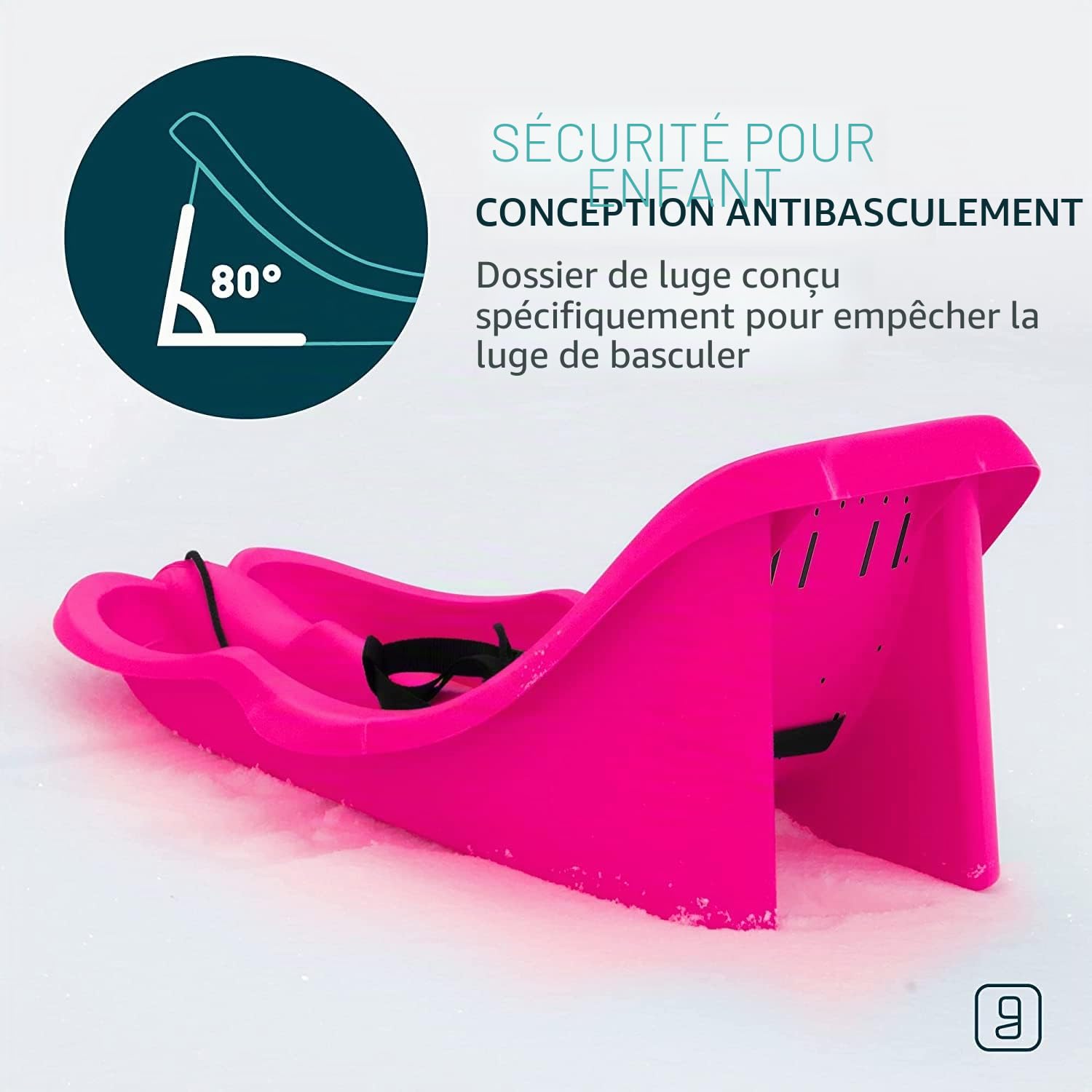 Gizmo Riders Luge pour bébé de 6 mois à 3 ans avec ceinture de sécurité - Luge Bob en plastique de qualité supérieure - Rose