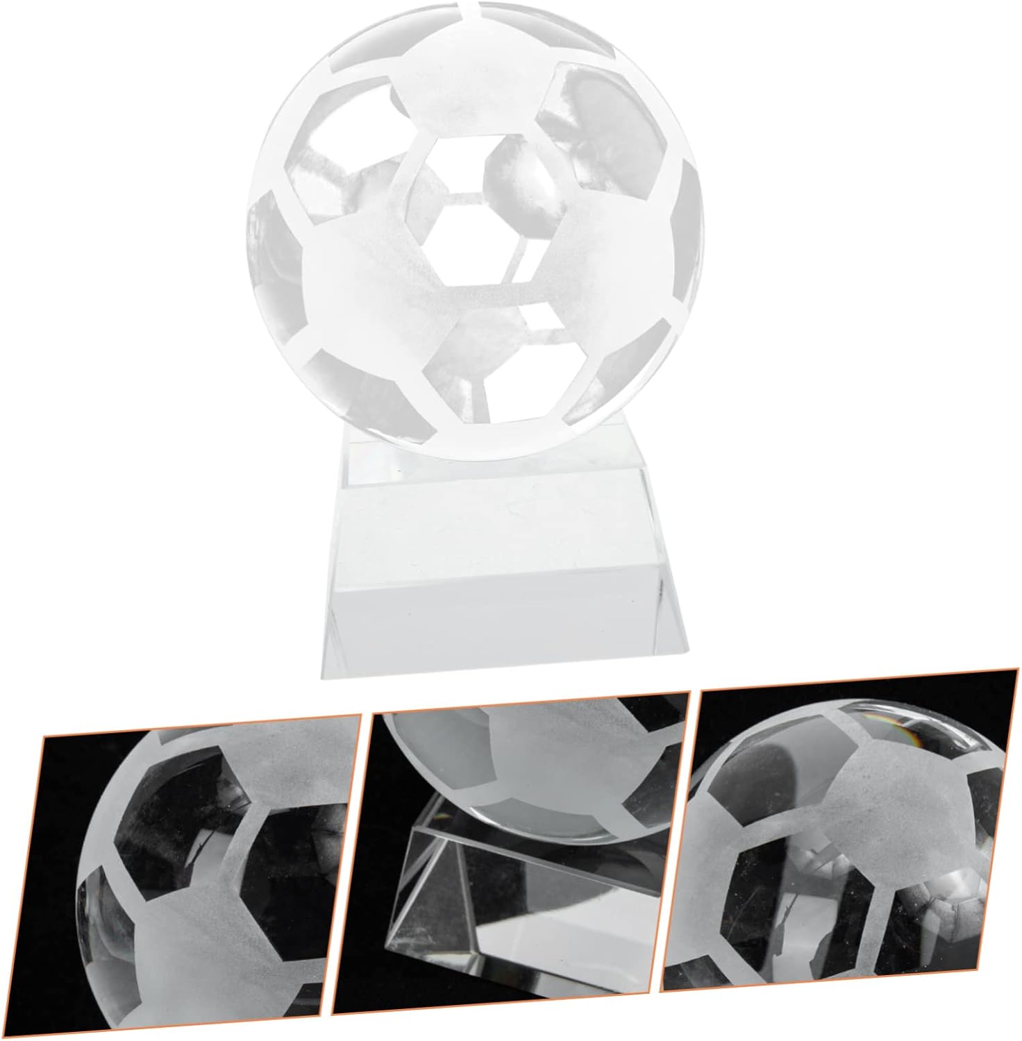 Crystal Soccer Ball with Stand Transparent Football Ornament for Home Decor Photography Props and Souvenirs Diameter Includes Base