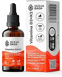 Suplemento Alimentar em Gotas de Vitamina D3 e K2 Sabor Menta Ocean Drop