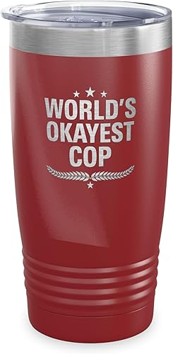 World's Okayest Cop - Vaso de policía, regalo para compañeros de trabajo, regalo para miembros de la familia, regalos de Navidad, tazas de café de
