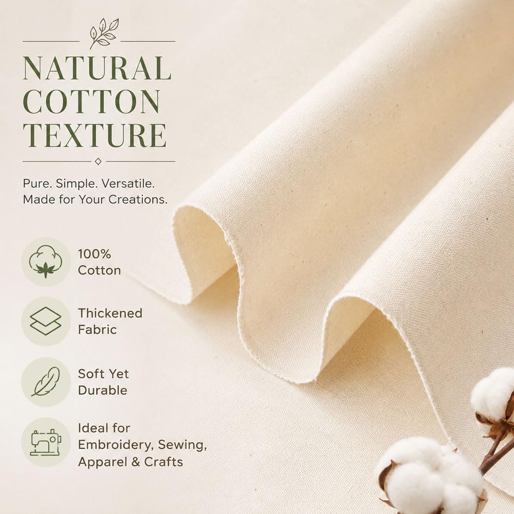 Tessuto di Cotone Naturale 160 X 100 CM,Stoffe Cotone per Cucito Creativo,HMCEY Cotton Fabric,Tessuti per Cucire Vestiti,Stoffe Ricamo per Patchwork per Artigianato DIY, Realizzare, Abbigliamento