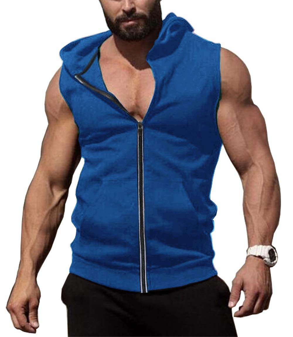 COOFANDY Men's Workout Hooded Tank Tops Zip Up Sleeveless Hoodie Bodybuilding Fitness Gym Muscle Cut Off T Shirt