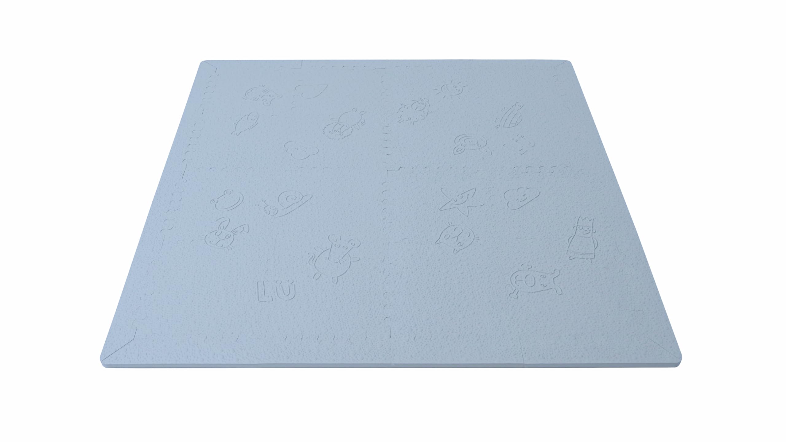 LuBabymats Mini - Tappeto a puzzle per bambini da viaggio in gomma EVA. Pavimento extra imbottito per bambini da bellissimi colori pastello in baby blu