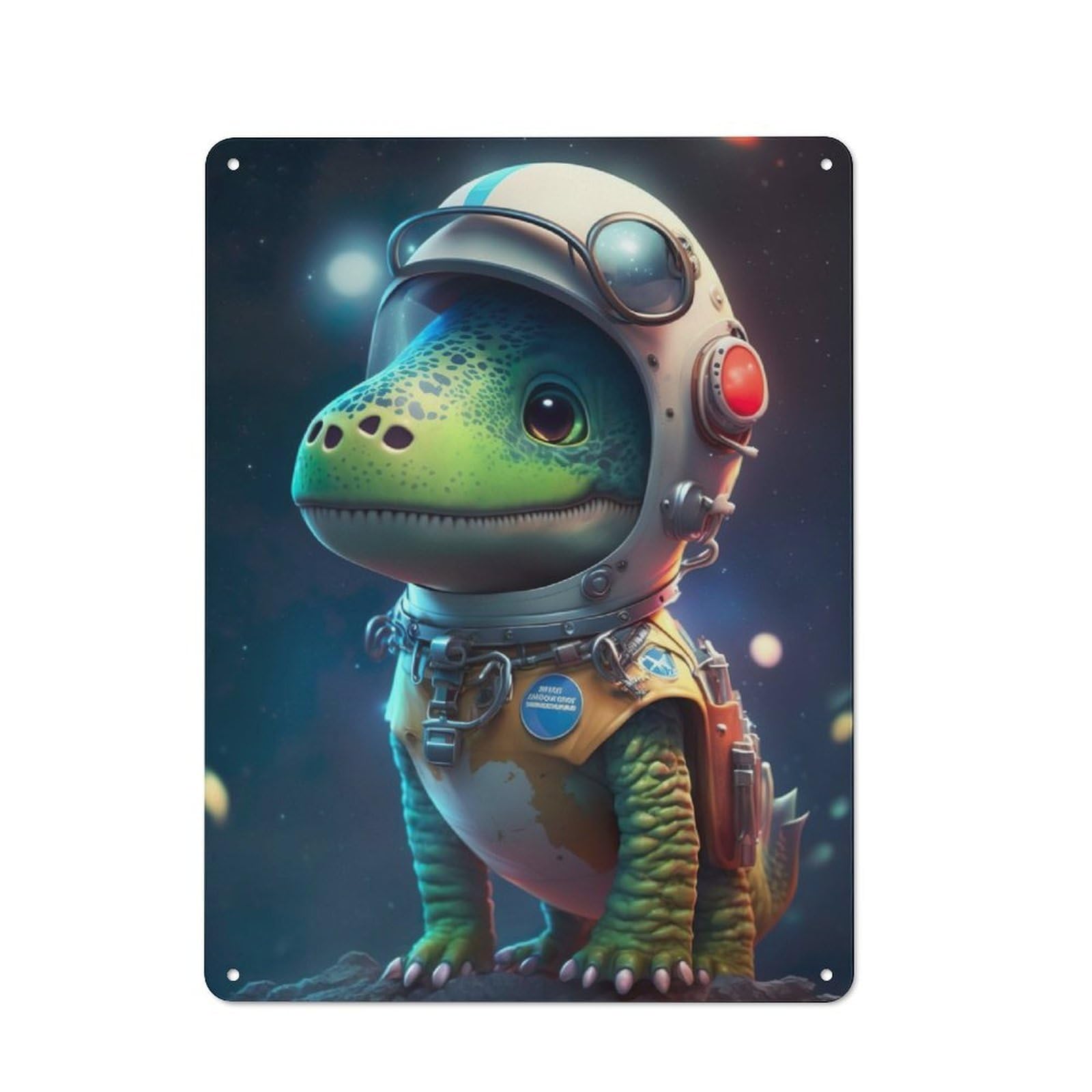 Junmoney Astronaut Space Dinosaur Rustic Tin Sign 40X30cm Featuring For Bar Or Restaurant, Seasonal Metal Wall Decor For Autumn Interiors