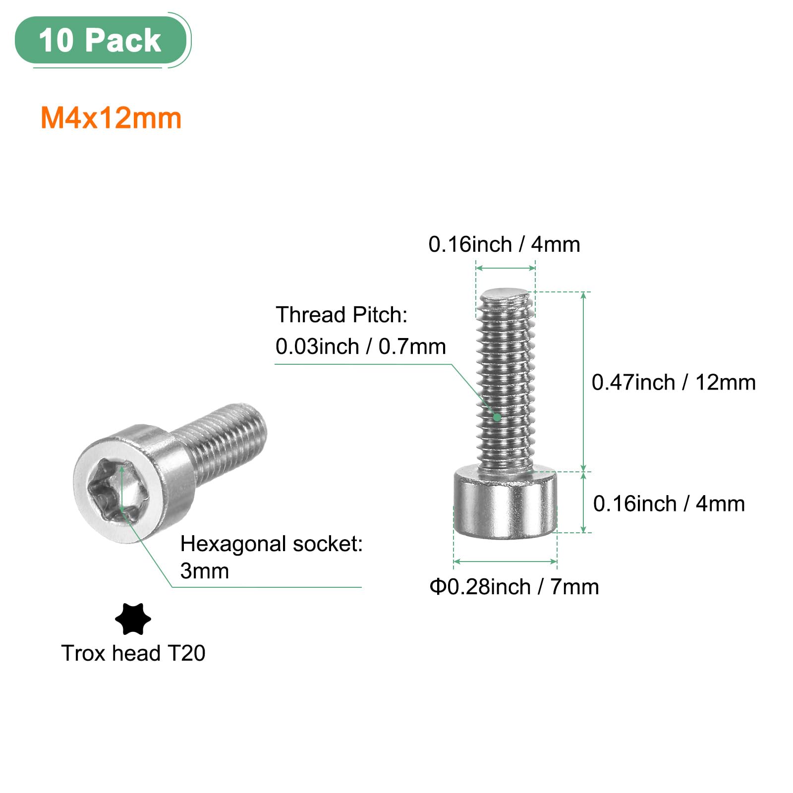 Amazon.com: M METERXITY 10-Pack Torx Bolt Spline Screw T20