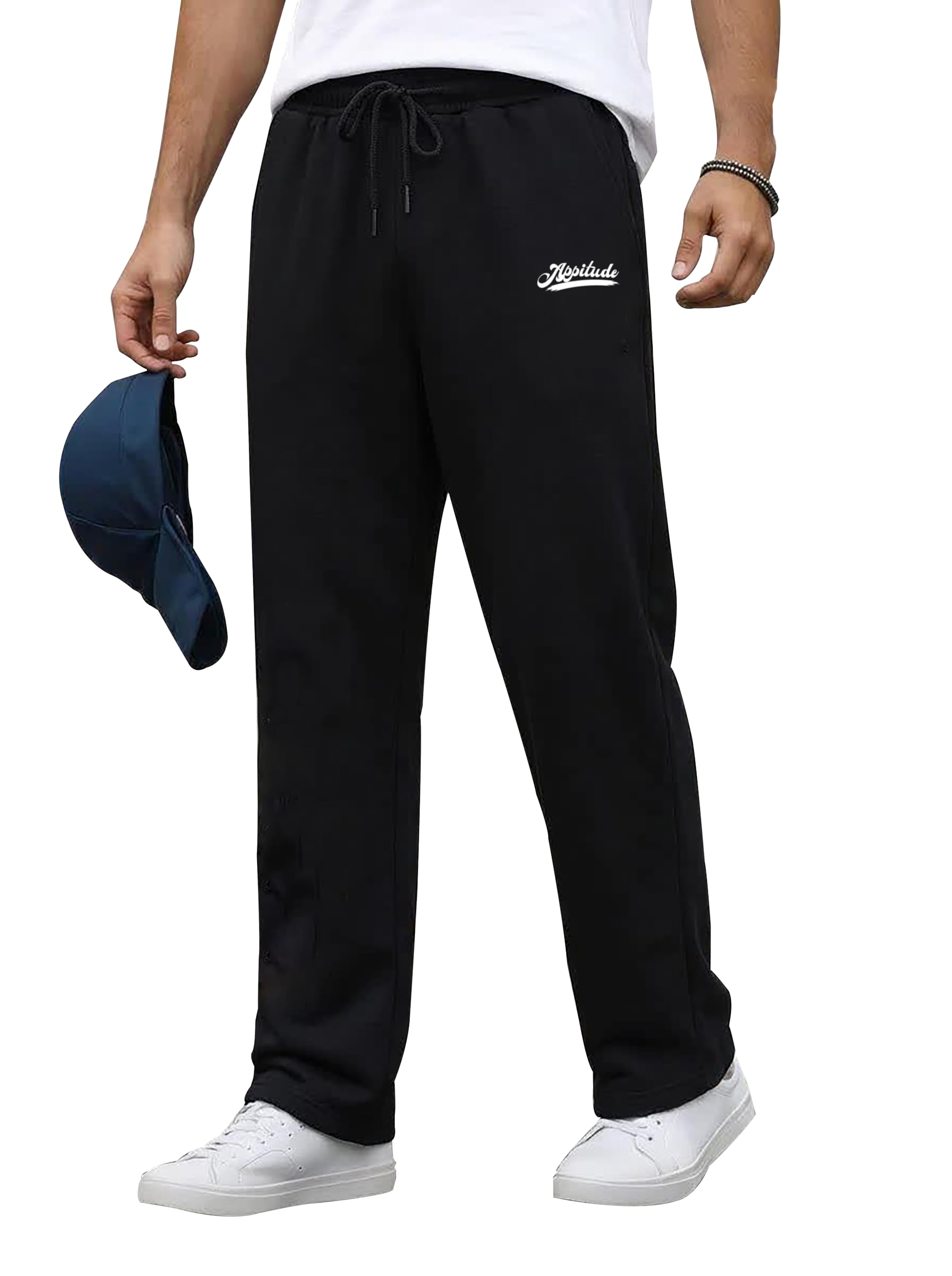 appitude fashion Men's Track Pant for Gym, Running, Yoga, Walking, Black Cotton Blend Sports Pants with Side Pockets, Drawstring Waist Lower D2 Size -L-picture-25