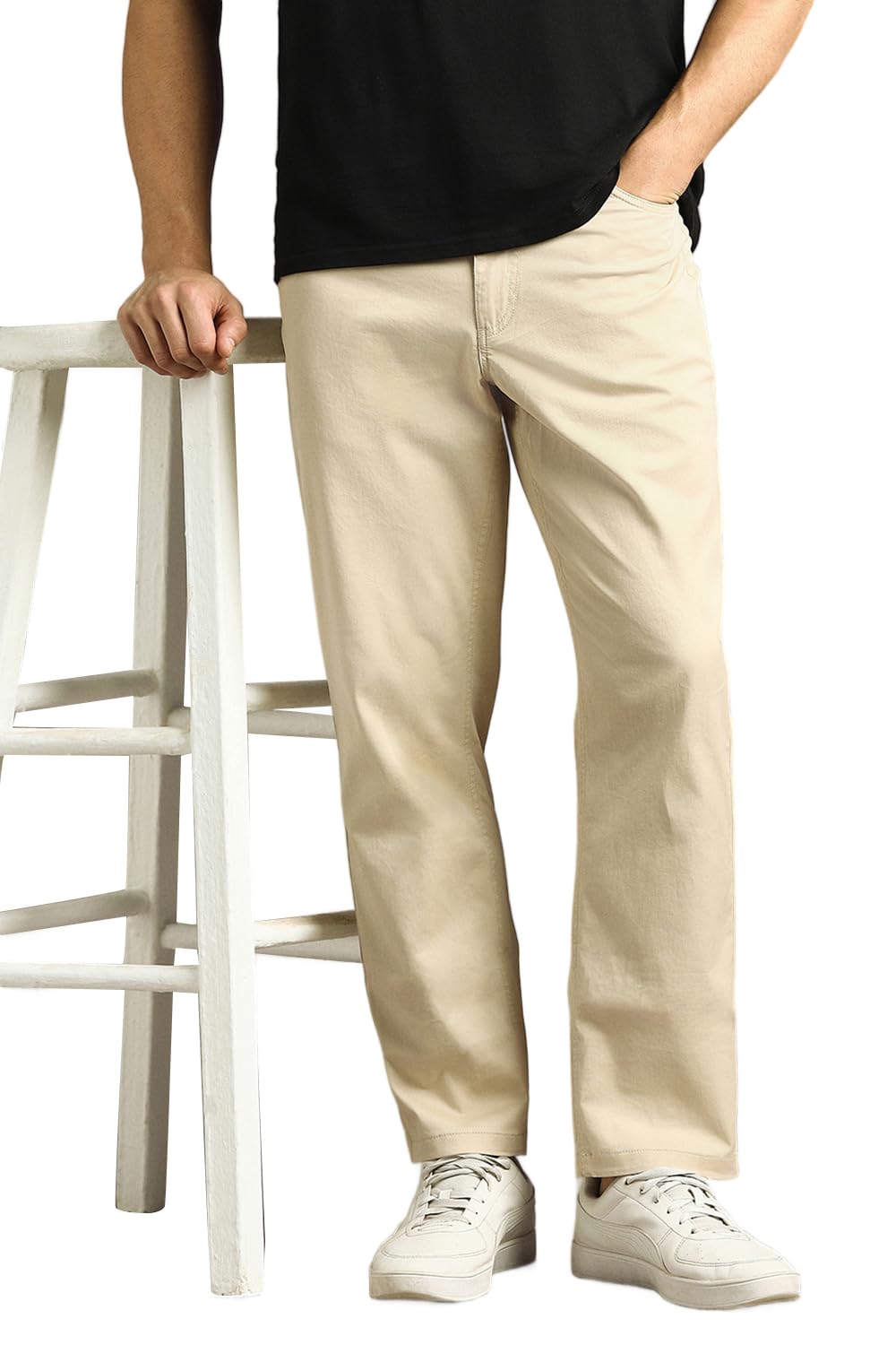 louis philippe Men's Slim Fit 5 Pocket Made of Stretch Fabric Solid Casual Trouser-picture-21