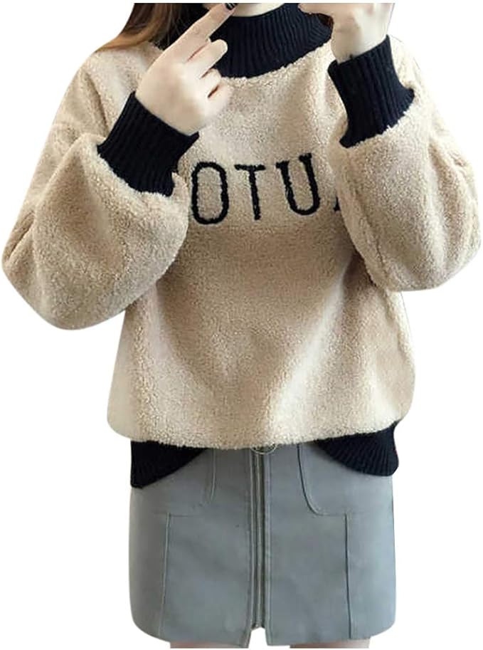 Amazon パーカー レディース トップス Noldares 秋冬 長袖 ハイネック トレーナー 厚手 あったか プルオーバー オーバーサイズ アウター 無地 上着 大きいサイズ スウェット ニット 可愛い 普段着 通勤 Ol トレーナー パーカー 通販