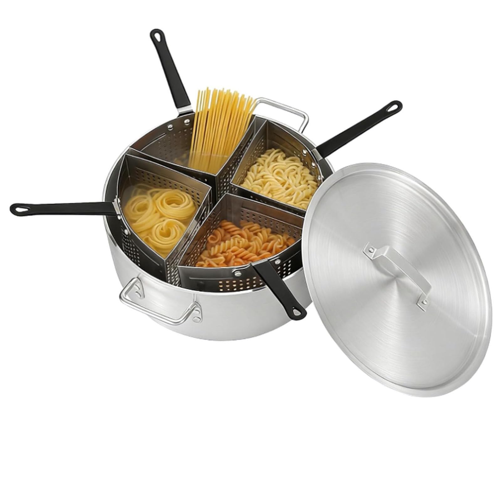 Olla para Pasta con cestas coladoras, Olla Alta de Acero Inoxidable con Asas, cestas coladoras para Cocina, Fideos, Verduras, mariscos, múltiples porciones comerciales