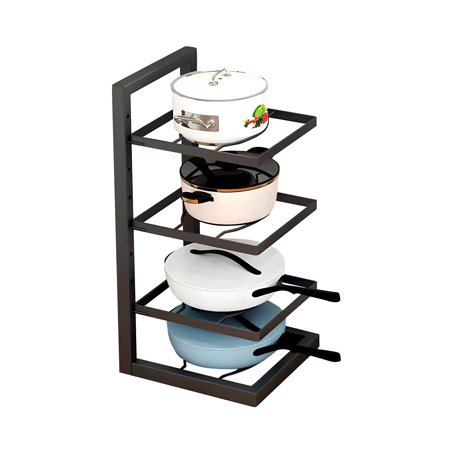 Avilia – Scaffale Metallo 4 Ripiani Regolabili – Organizer Multiuso Cucina - Pentole, Padelle e Piatti - Alzatina Salvaspazio per Dispensa e Piano di Lavoro, 5kg Capacità