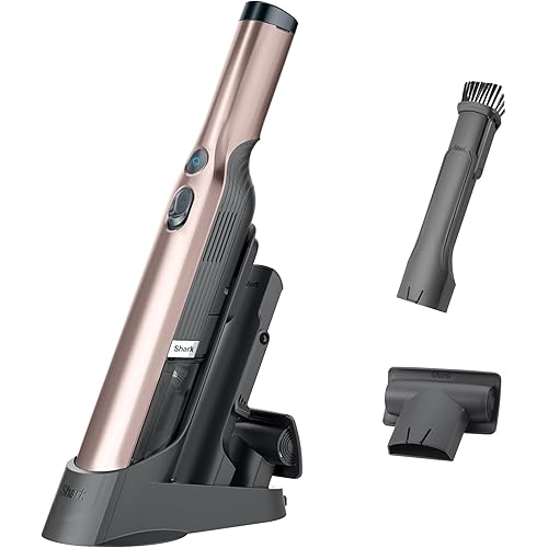 Shark WANDVAC Cordless Hand Vac, Lightweight, Portable at 1.4 lbs., Powerful Suction, Charging Dock, One-Touch Empty for Car & Home, Multi-Surface Pet Tool & Duster Crevice Tool, Rose Gold, WV201RGBRN