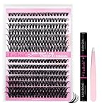 DIY Lash Extension Kit Lash Bond and Seal Lash Clusters Kit ? Pcs Cluster Lashes D Curl with Lash Tweezers for Individual Lashes Kit Eyelash Extension Kit at Home (Kit 40D+50D-0.07D, 8-16mm)
