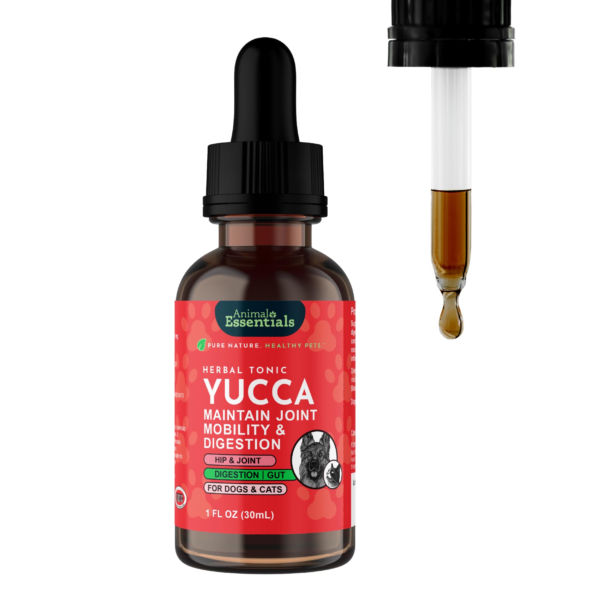 Animal Essentials Yucca - Hip and Joint Yucca Root Supplement for Dogs & Cats, Liquid Herbal Care Drops for Senior Dogs & Older Pets, Bowel & Immune Support, Antioxidant Boost - 1 fl oz