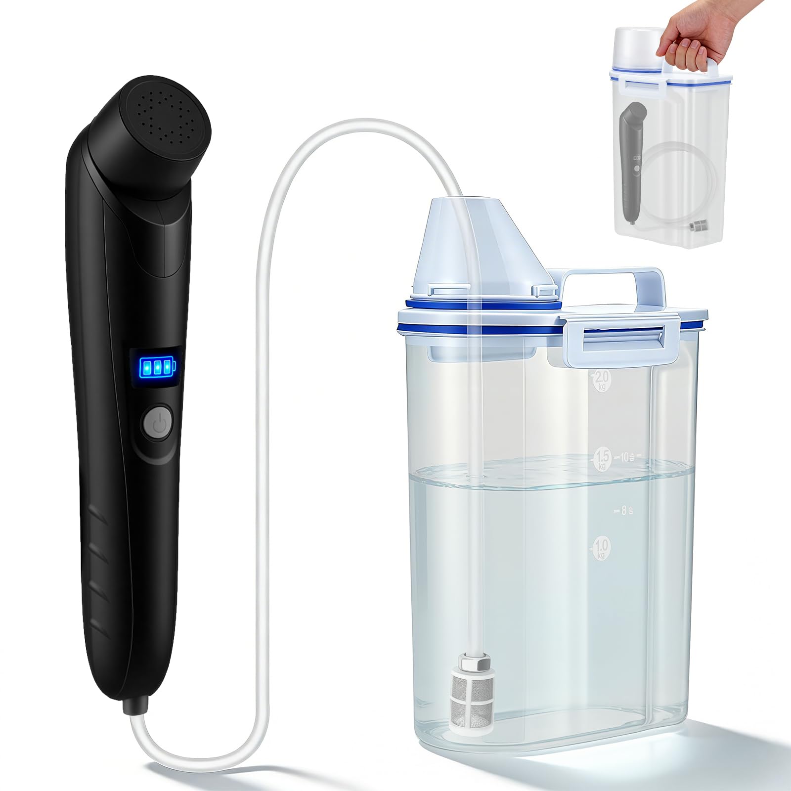 Normodic Portable Bidet, Electric Bidet Sprayer, Rechargeable Handheld Bidet with 2.5L Water Tank for Travel, Bathroom, Camping Shower, Muslim Shower Spray Personal Hygiene, Postpartum Care (Black)
