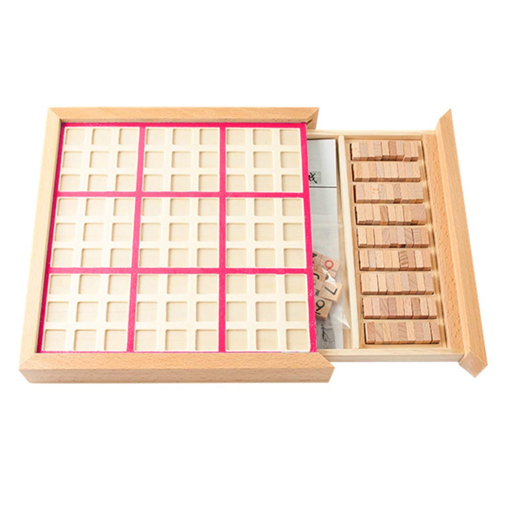 Lechnical Juego de Rompecabezas de Madera Sudoku Juego de Sudoku de Madera con cajón Math Brain Teaser Juguetes de Escritorio