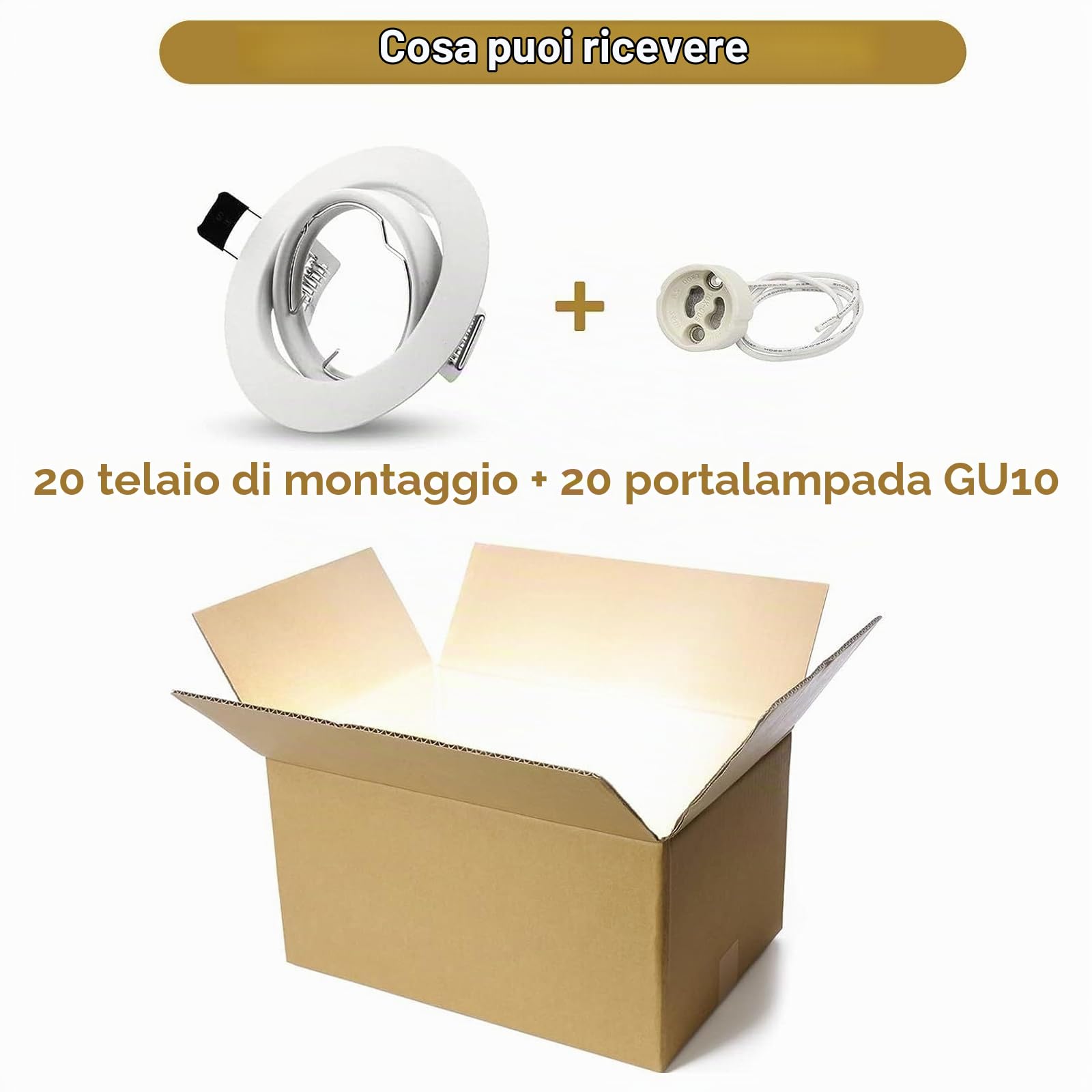 Allesgute Set Di 30 Faretti Da Incasso A LED GU10 Cornice Da Incasso Roud Bianco Opaco Orientabili 230V Faretti Diametro Foro 68 Mm Incl. Presa GU10 Per LED O Alogeni