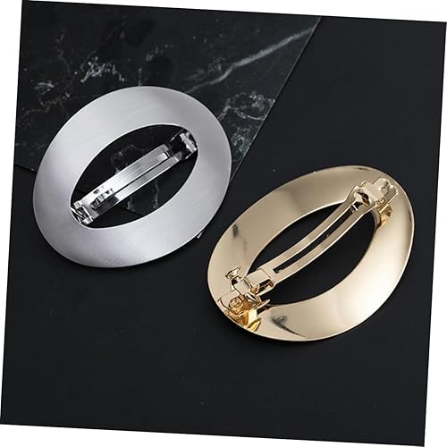 Baluue 2pcs Ponytail Hair Clips Semicircle Design Strong Spring Hold Hair Styling Accessories for Women Alloy Barrettes in Gold and Silver Suitable for Daily and Special Occasions