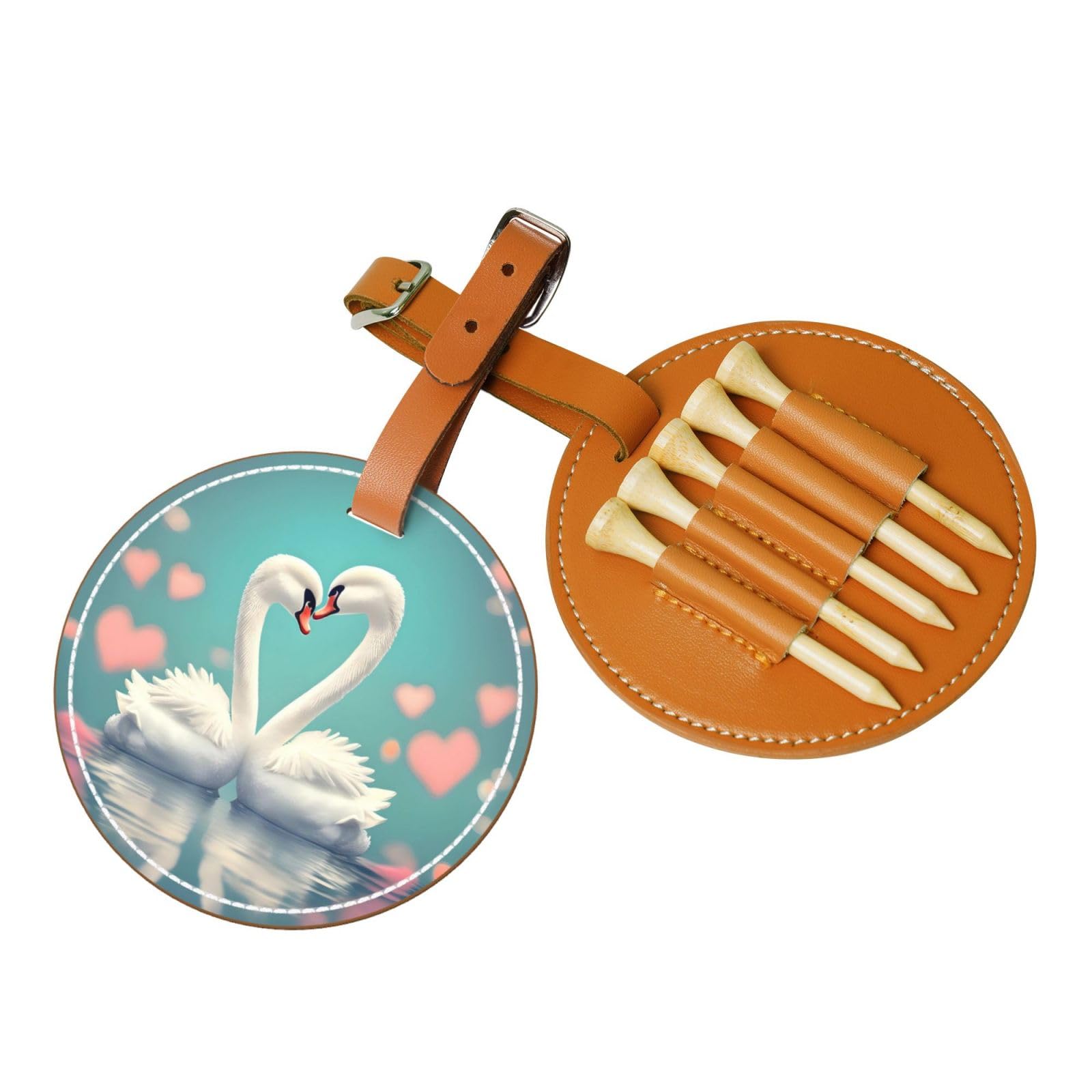 WXXWXD The swan in love Printed Golf Tee Storage Bag - Portable Storage, Easily Organize Tees