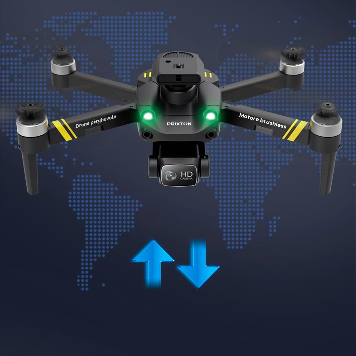 PRIXTON Drone Alpha Pro con Fotocamera, WiFi, Sensore Anticollisione Multidirezionale