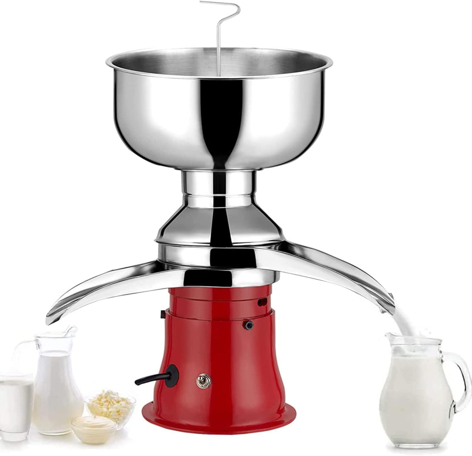 Elektrischer Milchzentrifugalseparator, Professionelle Entrahmungsmaschine, Lebensmittelechtes Material, Sicher Und Gesund, Einstellbar Für Schafsmilch, Ziegenmilch, Red, 220v