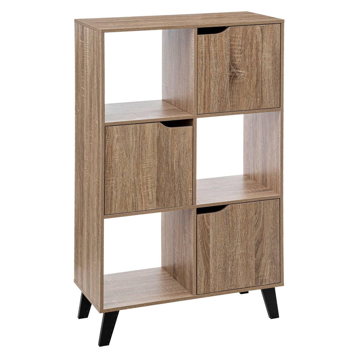 5five - étagère 6 Cases Porte ceda Effet Bois Naturel