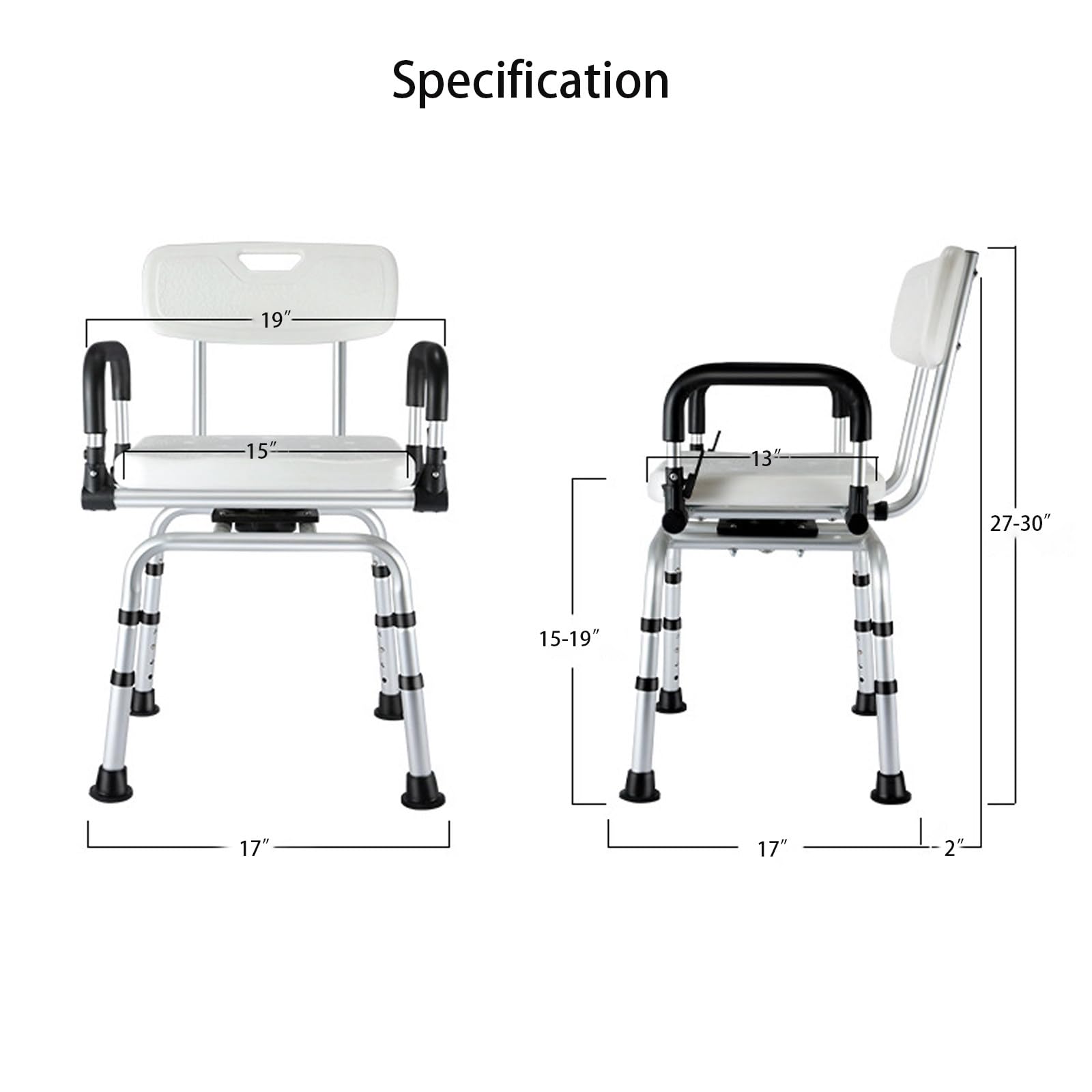 Asiento De Silla De Ducha con Respaldo ExtraíBle, Silla De Ducha para Ducha Interior Y BañEra, Taburete De Ducha Ajustable para Ancianos, Discapacitados, Embarazadas, Discapacitados