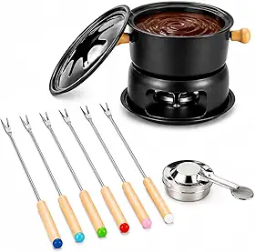 Conjunto Para Fondue 11 Peças Inox para Queijos, Chocolate e Molhos