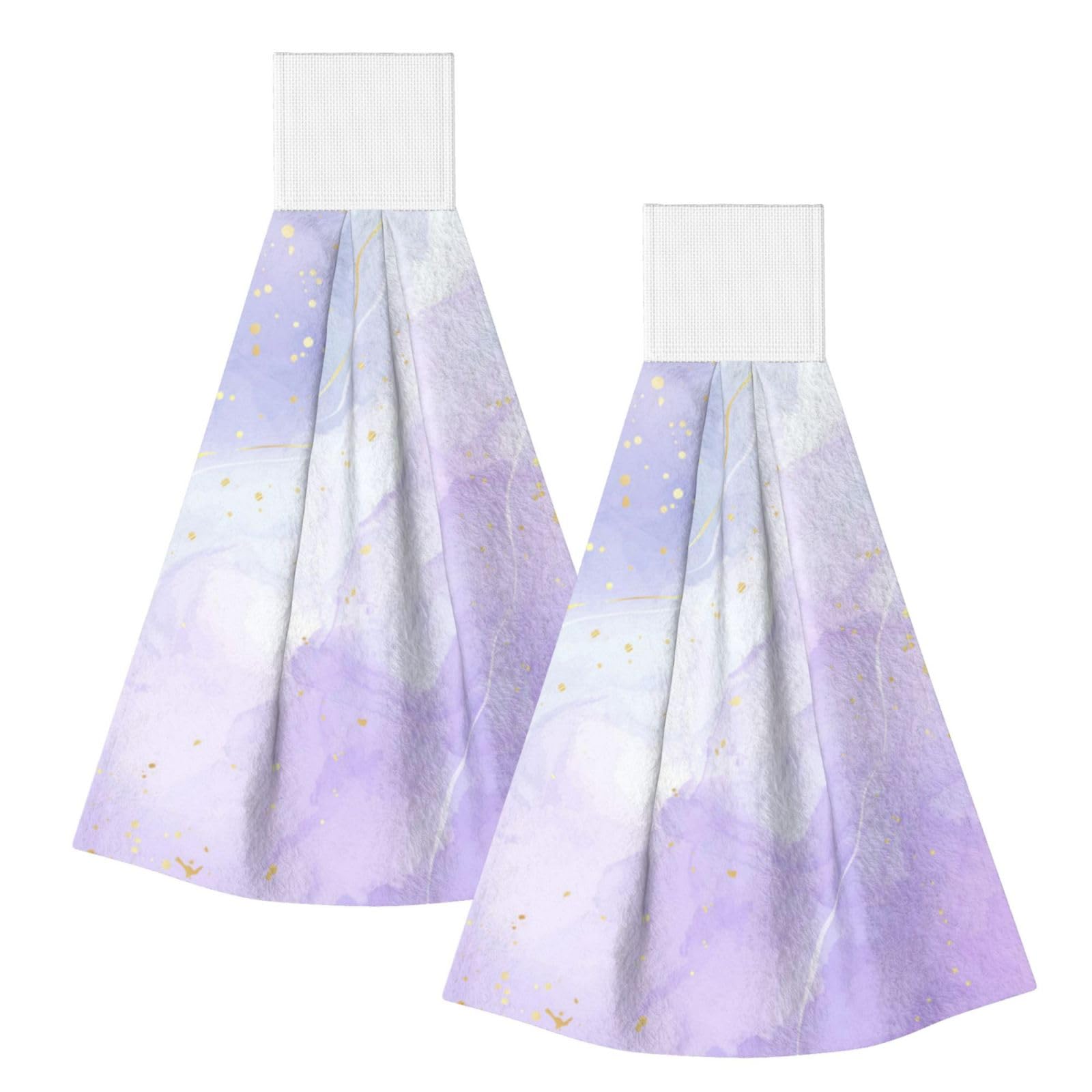 DOPKLNA Liquid Pastel Purple Marble, 2 Pcs Hanging Coral Fiber Hand Towels for Bathroom, Absorbent Kitchen Towels