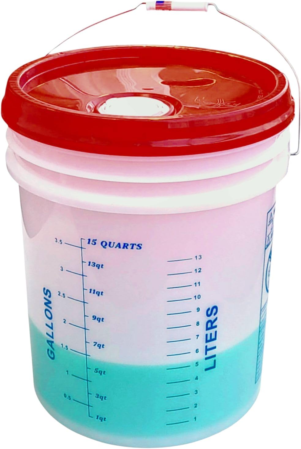 5 Gallon Measuring Mixing Graduated Bucket Pail Food Grade Leakproof Spout Lid Chemical Heat & Impact Resistant BPA Free Storage Alloy Handle Thickened HD Polypropylene Premium Quality FDA Compliant