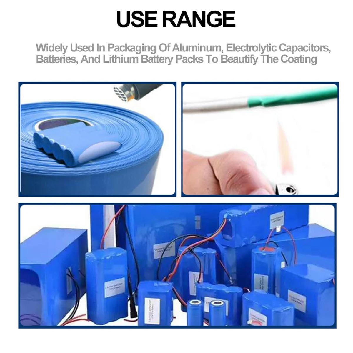 Tubo termorestringente 2M blu, guaina isolante per batteria 18650, 430 mm