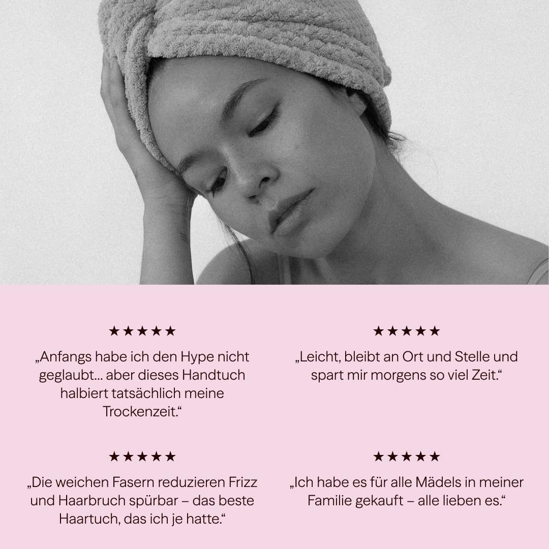 waschies Mikrofaser Haarhandtuch/Haarturban mit praktischem Fixierknopf – 2er Set Pink/Rosa – für schnelle Haartrocknung – sanft, leicht & saugfähig – geeignet für alle Haartypen