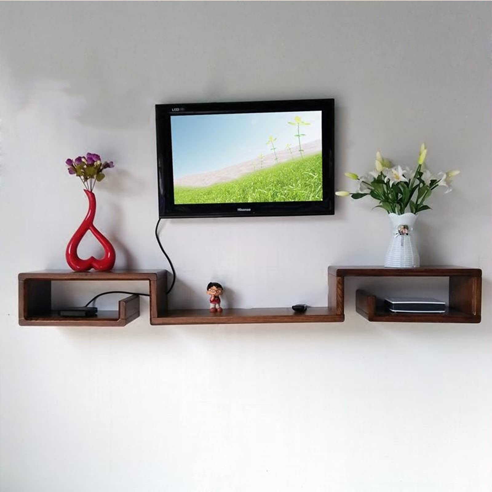 Gabinete de Tv Flotante, Decodificador de Soporte de Tv Montado en la Pared, Centro de Entretenimiento de Medios de Maderaiza para Ps4 / Decodificador de Cable/Reproductor de Dvd/Consola de Jue