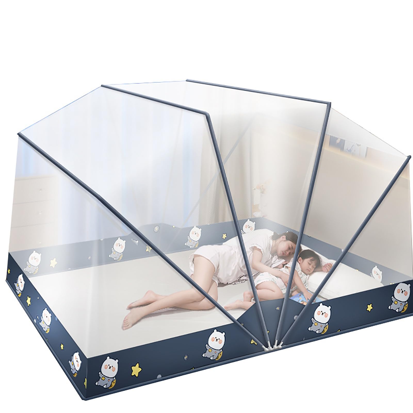 King Size Folding Mosquito Net Tent Canopy Curtains for Beds - Pop Up Portable Netting with Bottom for,