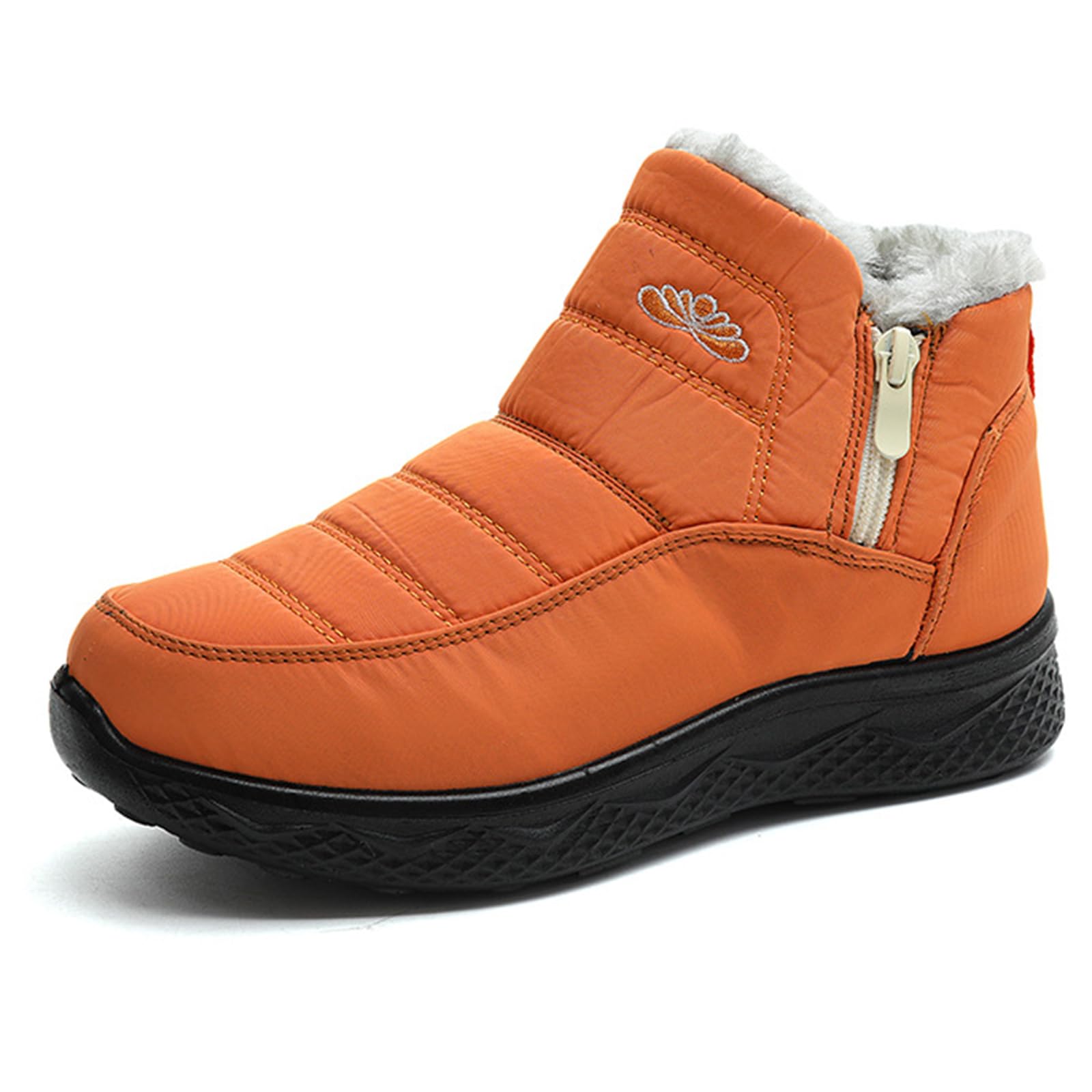 Womens Insulated Snow Boots Ankle-Length Fur-Lined Boots One-Leg Waterproof Boots Comfortable and Non-slip