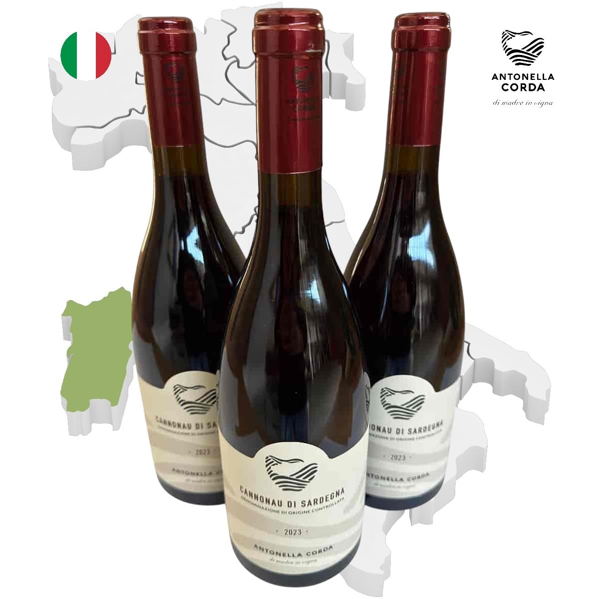 Antonella Corda Cannonau di Sardegna DOC BIO 2023 – 3×0,75 l – Premium‑Rotwein aus Sardinien, biologisch, elegante Cannonau‑Interpretation, trocken